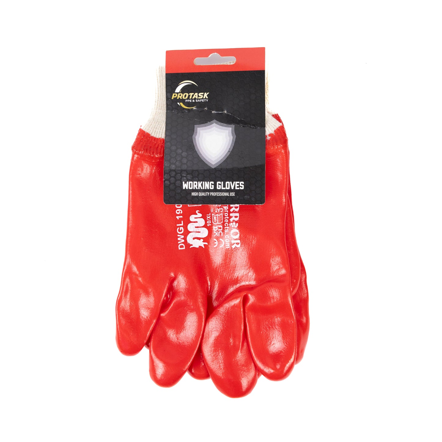 Red PVC Knit Wrist Gloves