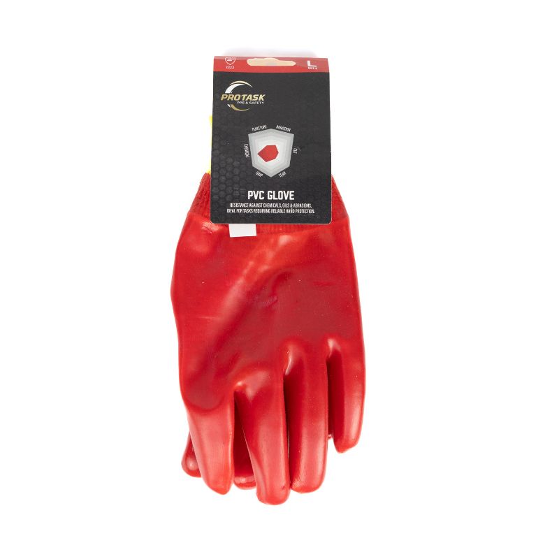 Red PVC Knit Wrist Gloves